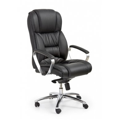 FOSTER black leather guide office chair on wheels