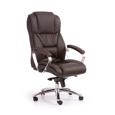 FOSTER dark brown leather guide office chair on wheels