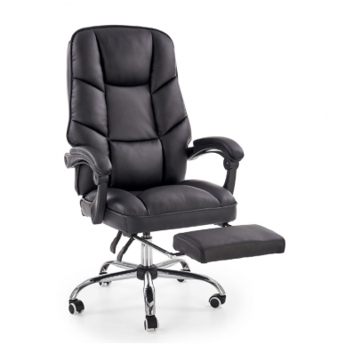 ALVIN black guide office chair on wheels and drop down footrest