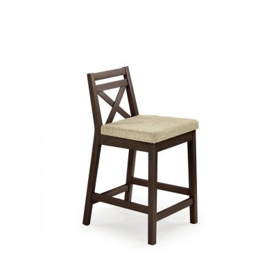 BORYS LOW tamsaus graikinio riešuto spalvos medinė baro kėdė