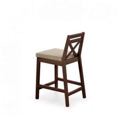 BORYS LOW tamsaus graikinio riešuto spalvos medinė baro kėdė 2