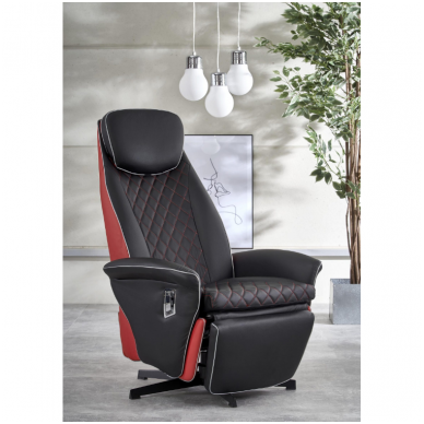 CAMARO black / red colored armchair with drop down footrest 2