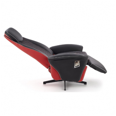 CAMARO black / red colored armchair with drop down footrest 12