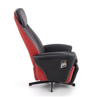 CAMARO black / red colored armchair with drop down footrest 13