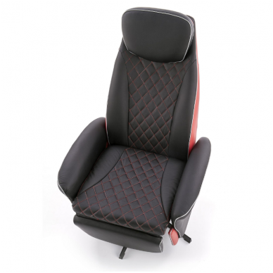 CAMARO black / red colored armchair with drop down footrest 4
