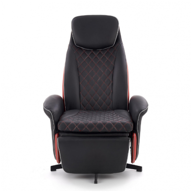 CAMARO black / red colored armchair with drop down footrest 5