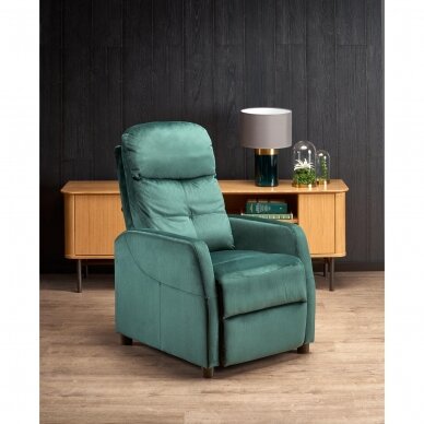 FELIPE 2 темно зеленoe кресло с раскладной подставкой для ног