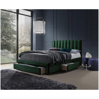 GRACE lova su stalčiais tamsiai žalios spalvos aksomo