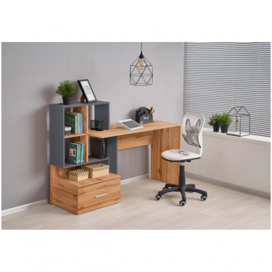GROSSO desk with shelves and drawer (wotan oak)