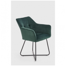 K377 tamsiai žalia metalinė kėdė