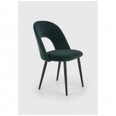 K384 tamsiai žalia metalinė kėdė