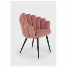 K410 rožinė aksominė metalinė kėdė