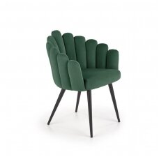 K410 žalia aksominė metalinė kėdė