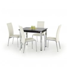 LOGAN black glass extension dining table