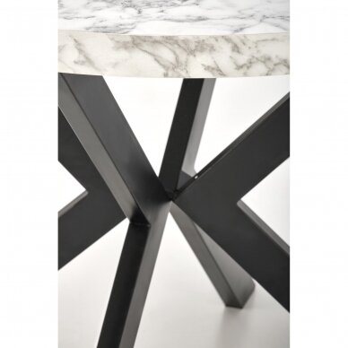 PERONI round extension dining table with white marble imitation 2