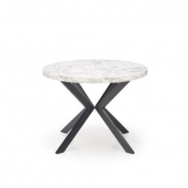 PERONI round extension dining table with white marble imitation 5