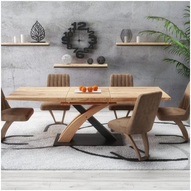 SANDOR 3 golden oak – black colored extension dining table