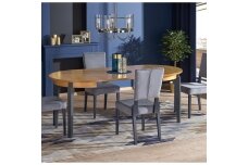 SORBUS honey oak / graphite colored round extension dining table