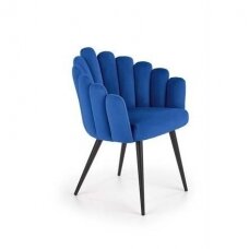 K410 mėlyna aksominė metalinė kėdė