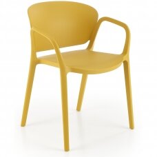 K491 garstyčių spalvos plastikinė kėdė
