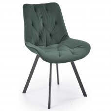K519 tamsiai žalia metalinė kėdė su sukimo funkcija