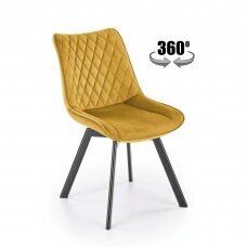 K520 garstyčių spalvos metalinė kėdė su sukimosi funkcija