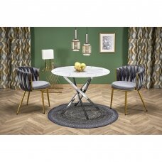 RAYMOND 3 round dining table white marble / silver
