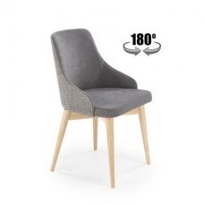MALAGA pilka medinė kėdė su sukimosi funkcija