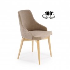 MALAGA smėlio spalvos medinė kėdė su sukimosi funkcija