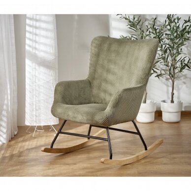 BELMIRO olive-colored rocking chair 2