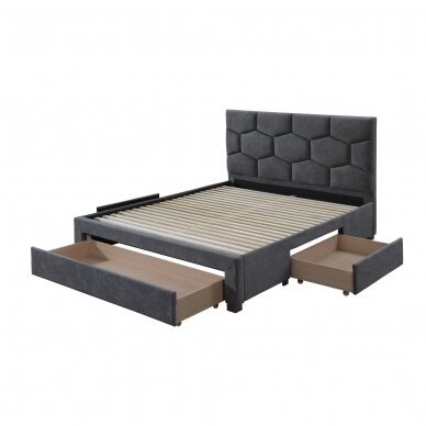 HARRIET 160 gray bedroom bed with drawers for bedding 2