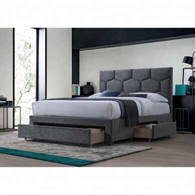 HARRIET 160 gray bedroom bed with drawers for bedding