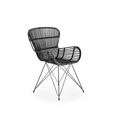 K335 juoda natūralaus rotango / metalinė kėdė