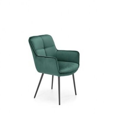 K463 tamsiai žalia metalinė kėdė