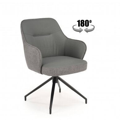 K527 pilka metalinė kėdė su sukimosi funkcija