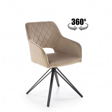 K535 smėlio spalvos metalinė kėdė su sukimosi funkcija