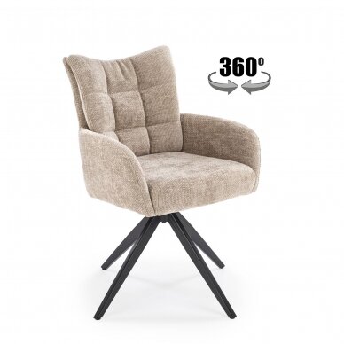 K540 smėlio spalvos metalinė kėdė su sukimosi funkcija