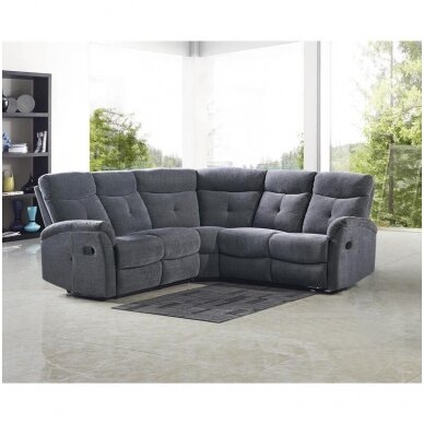 LAHTI dark grey corner sofa with drop down footrest
