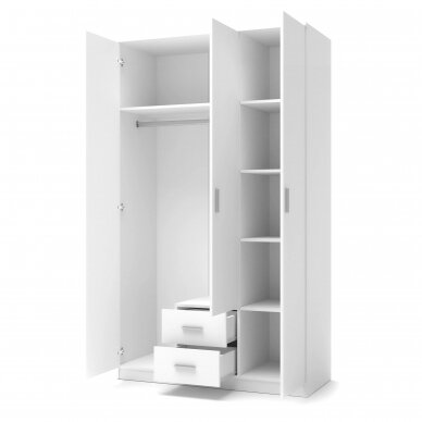 LIMA S-3 white three door wardrobe with drawers and mirror