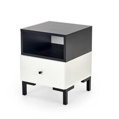 SILVIA black and white bedside table with drawer